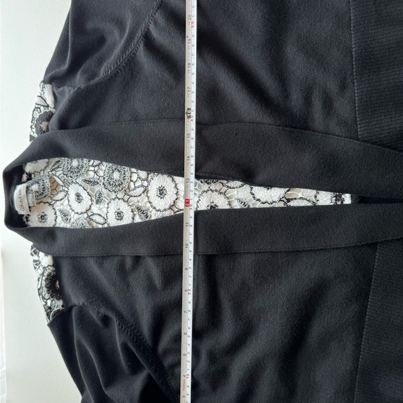 Calvin Klein Black Embroidery Floral Open Front Cardigan - Picture 7 of 9
